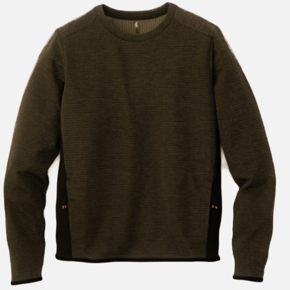 REI Active Pursuits Textured Long Sleeve Crewneck Pullover Shirt Dark Olive Sz M